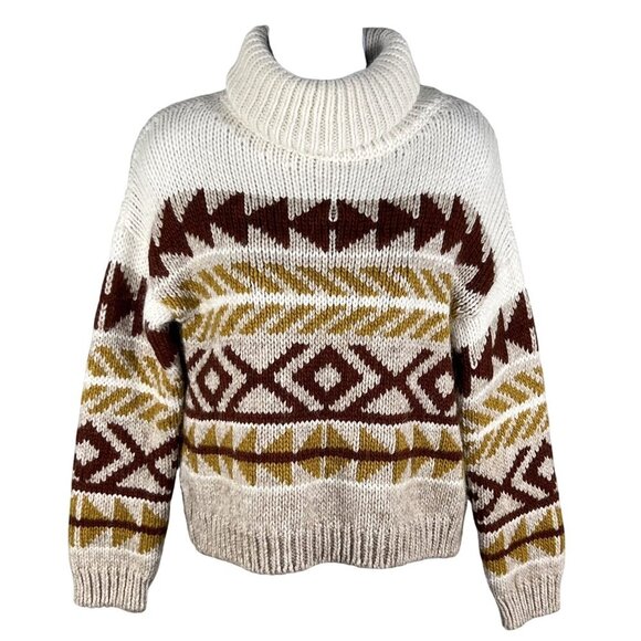 Anthropologie Elsamanda Womens S Sweater Alpaca Blend Southwestern Turtleneck - Picture 3 of 16